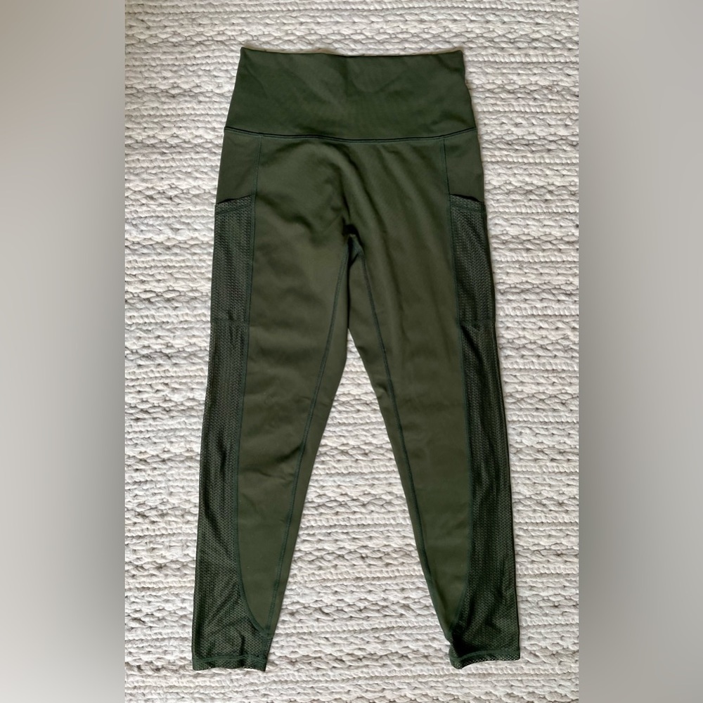 AERIE OFFLINE GOALS HIGH WAISTED MESH POCKET LEGGING - LARGE - GREEN